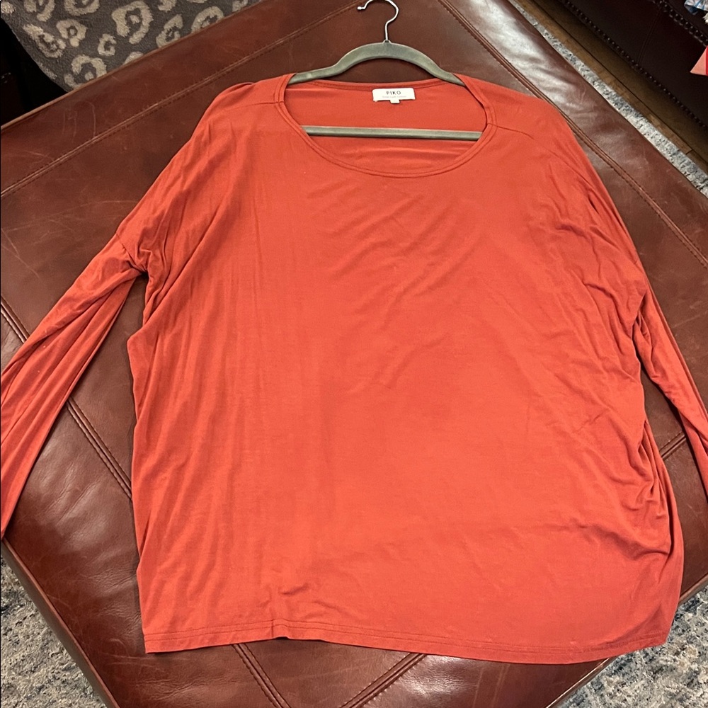 Piko 1988 Women's Orange Long Sleeve Blouse